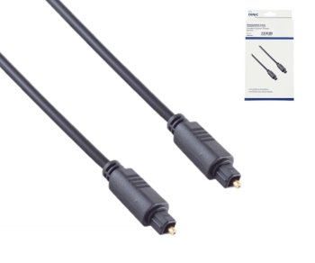 DINIC Toslink cable, 4mm Ø, PVC plug, gold-plated contacts, black, DINIC box with Euro hole, length 5.00m